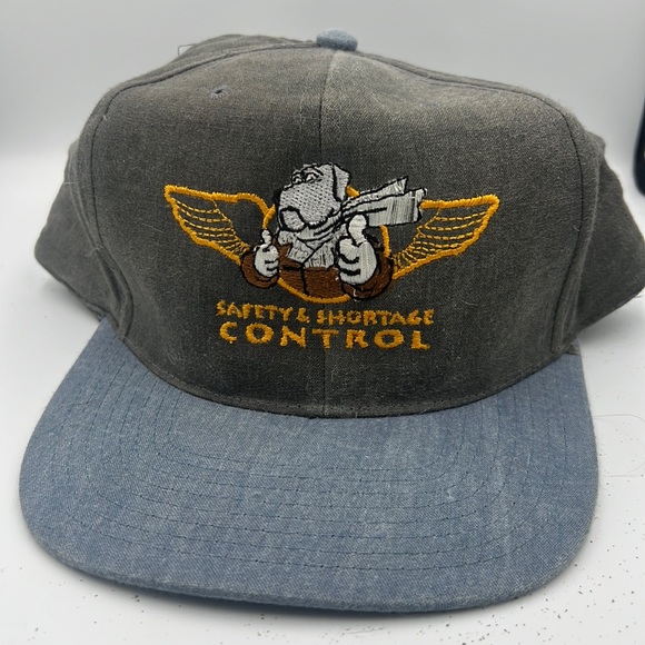Vintage 90’s SnapBack cap, safety & shortage control logo, gray and yellow rare - Picture 1 of 5